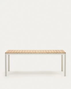 Bona Aluminium And Solid Teak Table 100% Outdoor Suitable With White Finish 200 X 100 Cm | Kave Home