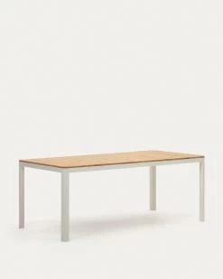 Bona Aluminium And Solid Teak Table 100% Outdoor Suitable With White Finish 200 X 100 Cm | Kave Home -Quality Furniture Store J0100028MM46 1V02