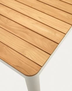 Bona Aluminium And Solid Teak Table 100% Outdoor Suitable With White Finish 160 X 90 Cm | Kave Home -Quality Furniture Store J0100035MM46 1D02