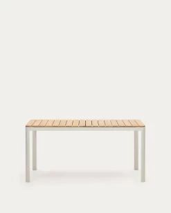 Bona Aluminium And Solid Teak Table 100% Outdoor Suitable With White Finish 160 X 90 Cm | Kave Home