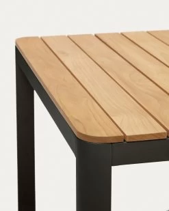 Bona Aluminium And Solid Teak Table 100% Outdoor Suitable With Black Finish 200 X 100 Cm | Kave Home -Quality Furniture Store J0100036MM46 1D01