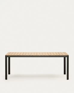 Bona Aluminium And Solid Teak Table 100% Outdoor Suitable With Black Finish 200 X 100 Cm | Kave Home