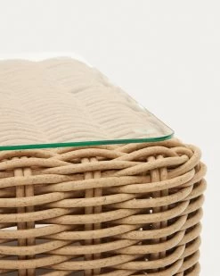 Portlligat 100% Outdoor Faux Rattan Coffee Table In A Natural Finish 110 X 60 Cm | Kave Home -Quality Furniture Store J0300034FF46 1D02