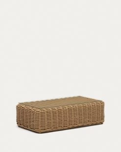 Portlligat 100% Outdoor Faux Rattan Coffee Table In A Natural Finish 110 X 60 Cm | Kave Home -Quality Furniture Store J0300034FF46 1V02