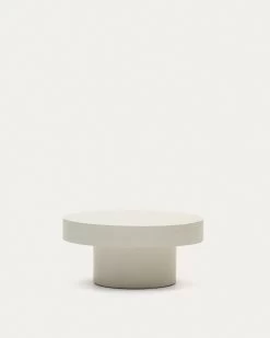 Aiguablava Round Coffee Table In White Cement, Ø 66 Cm