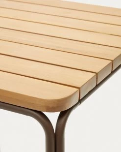 Salguer Solid Acacia & Brown Steel Bar Table Outdoor Suitable 70 X 70 Cm FSC 100% | Kave Home -Quality Furniture Store J0400003MM43 1D01