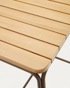 Salguer Solid Acacia & Brown Steel Bar Table Outdoor Suitable 70 X 70 Cm FSC 100% | Kave Home -Quality Furniture Store J0400003MM43 1D02