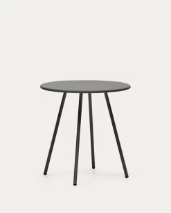 Montjoi Round Outdoor Table In Steel With A Grey Finish Ã 70 Cm | Kave Home
