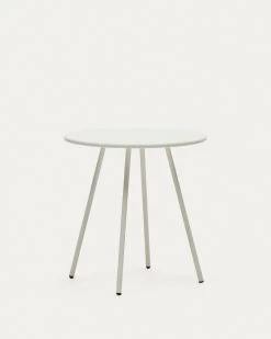 Montjoi Round Outdoor Table In Steel With A White Finish Ã 70 Cm | Kave Home