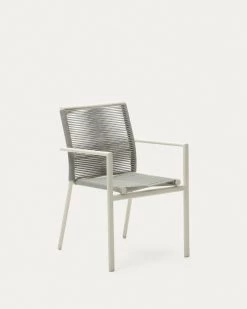 Culip Aluminium And Cord Stackable Outdoor Chair In White | Kave Home