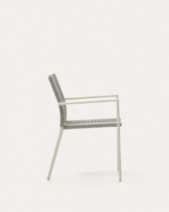 Culip Aluminium And Cord Stackable Outdoor Chair In White | Kave Home -Quality Furniture Store J0600019NN03 1V02