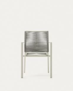 Culip Aluminium And Cord Stackable Outdoor Chair In White | Kave Home -Quality Furniture Store J0600019NN03 1V04