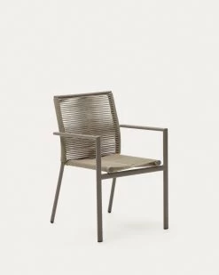 Culip Aluminium And Cord Stackable Outdoor Chair In Brown | Kave Home