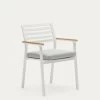 Bona Aluminium Stackable Garden Chair With A White Finish And Solid Teak Wood Armrests | Kave Home