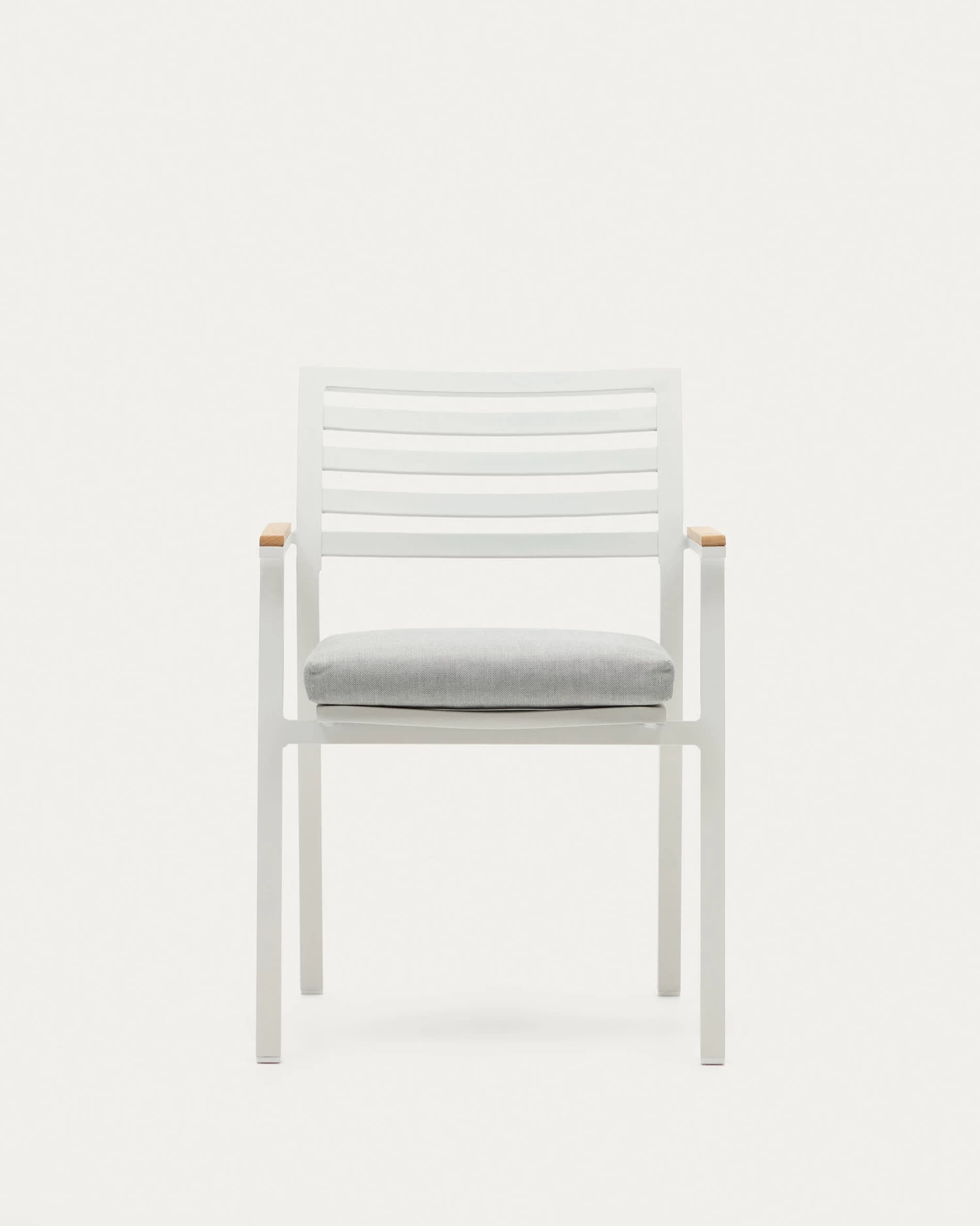 Bona Aluminium Stackable Garden Chair With A White Finish And Solid Teak Wood Armrests | Kave Home 10 Bona Aluminium Stackable Garden Chair With A White Finish And Solid Teak Wood Armrests | Kave Home - Image 8