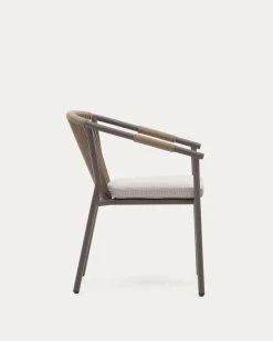 Xelida Stackable Garden Chair In Aluminium And Brown Cord | Kave Home 15 Xelida Stackable Garden Chair In Aluminium And Brown Cord | Kave Home -Quality Furniture Store J0600034RR10 1V02