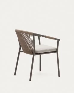 Xelida Stackable Garden Chair In Aluminium And Brown Cord | Kave Home 17 Xelida Stackable Garden Chair In Aluminium And Brown Cord | Kave Home -Quality Furniture Store J0600034RR10 1V03