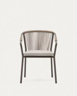 Xelida Stackable Garden Chair In Aluminium And Brown Cord | Kave Home 18 Xelida Stackable Garden Chair In Aluminium And Brown Cord | Kave Home -Quality Furniture Store J0600034RR10 1V04