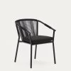 Xelida Stackable Garden Chair In Aluminium And Black Cord | Kave Home 1 Xelida Stackable Garden Chair In Aluminium And Black Cord | Kave Home -Quality Furniture Store J0600034RR15 1V01