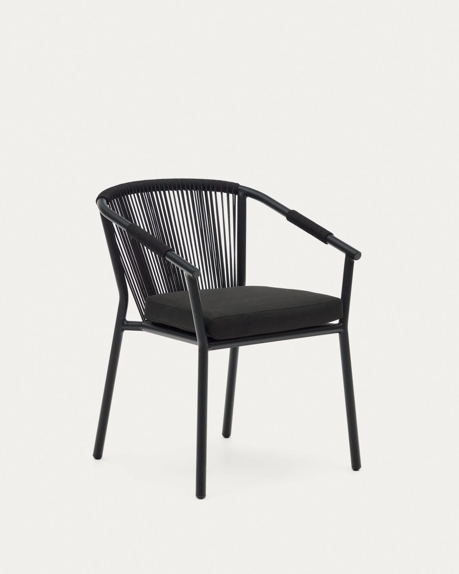 Xelida Stackable Garden Chair In Aluminium And Black Cord | Kave Home 3 Xelida Stackable Garden Chair In Aluminium And Black Cord | Kave Home