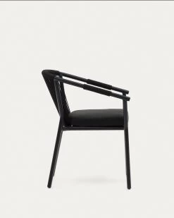 Xelida Stackable Garden Chair In Aluminium And Black Cord | Kave Home 17 Xelida Stackable Garden Chair In Aluminium And Black Cord | Kave Home -Quality Furniture Store J0600034RR15 1V02