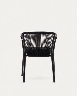 Xelida Stackable Garden Chair In Aluminium And Black Cord | Kave Home 21 Xelida Stackable Garden Chair In Aluminium And Black Cord | Kave Home -Quality Furniture Store J0600034RR15 1V05