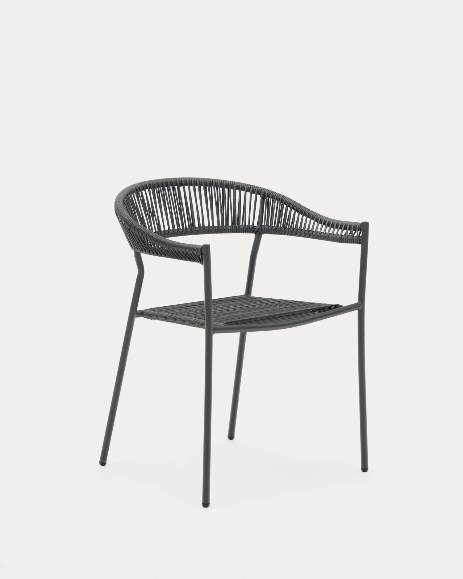 Futadera Stackable Outdoor Chair In Grey Synthetic Cord And Grey Painted Steel | Kave Home 3 Futadera Stackable Outdoor Chair In Grey Synthetic Cord And Grey Painted Steel | Kave Home