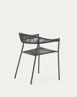 Futadera Stackable Outdoor Chair In Grey Synthetic Cord And Grey Painted Steel | Kave Home 17 Futadera Stackable Outdoor Chair In Grey Synthetic Cord And Grey Painted Steel | Kave Home -Quality Furniture Store J0600043FF02 1V03
