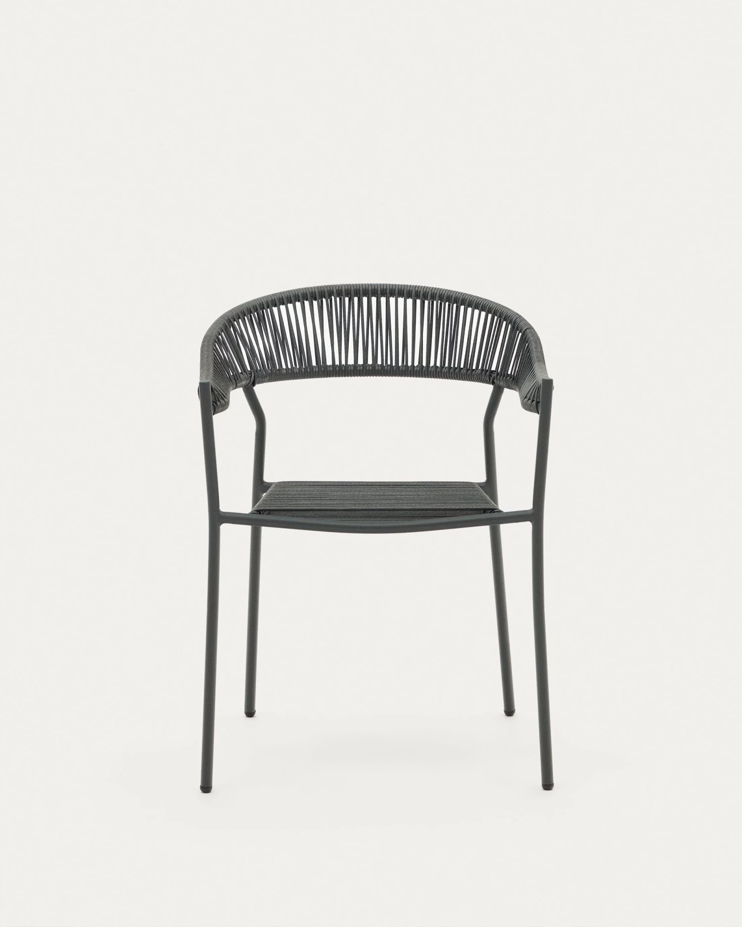 Futadera Stackable Outdoor Chair In Grey Synthetic Cord And Grey Painted Steel | Kave Home 10 Futadera Stackable Outdoor Chair In Grey Synthetic Cord And Grey Painted Steel | Kave Home - Image 8