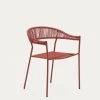 Futadera Stackable Outdoor Chair In Terracotta Synthetic Cord And Terracotta Painted Steel | Kave Home -Quality Furniture Store J0600043FF86 1V01