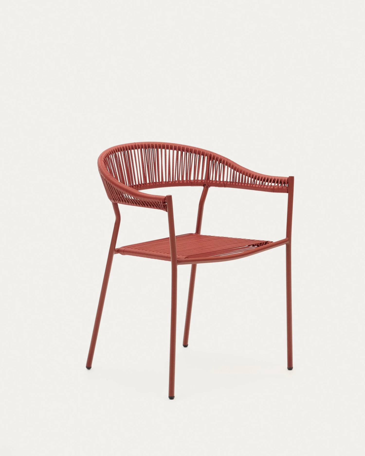 Futadera Stackable Outdoor Chair In Terracotta Synthetic Cord And Terracotta Painted Steel | Kave Home 3 Futadera Stackable Outdoor Chair In Terracotta Synthetic Cord And Terracotta Painted Steel | Kave Home
