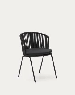 Saconca Outdoor Chair With Cord And Black Galvanised Steel | Kave Home