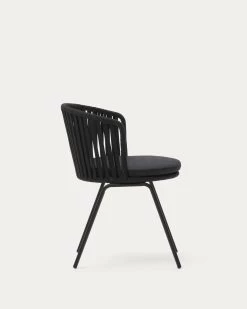 Saconca Outdoor Chair With Cord And Black Galvanised Steel | Kave Home -Quality Furniture Store J0600048JJ01 1V02