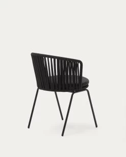 Saconca Outdoor Chair With Cord And Black Galvanised Steel | Kave Home -Quality Furniture Store J0600048JJ01 1V03