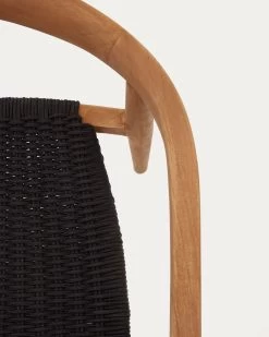 Ydalia Stackable Outdoor Chair In Solid Teak Wood With Natural Finish And Black Rope -Quality Furniture Store J0600075JJ01 1D02