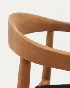 Ydalia Stackable Outdoor Chair In Solid Teak Wood With Natural Finish And Black Rope -Quality Furniture Store J0600075JJ01 1D03