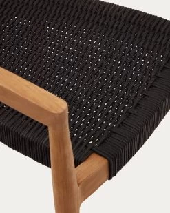 Ydalia Stackable Outdoor Chair In Solid Teak Wood With Natural Finish And Black Rope -Quality Furniture Store J0600075JJ01 1D04