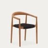 Ydalia Stackable Outdoor Chair In Solid Teak Wood With Natural Finish And Black Rope -Quality Furniture Store J0600075JJ01 1V01