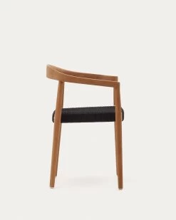 Ydalia Stackable Outdoor Chair In Solid Teak Wood With Natural Finish And Black Rope -Quality Furniture Store J0600075JJ01 1V02
