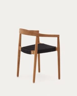 Ydalia Stackable Outdoor Chair In Solid Teak Wood With Natural Finish And Black Rope -Quality Furniture Store J0600075JJ01 1V03
