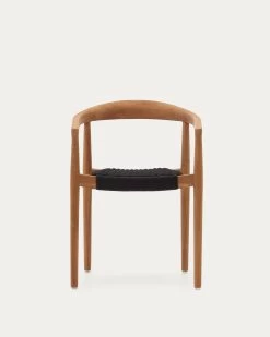 Ydalia Stackable Outdoor Chair In Solid Teak Wood With Natural Finish And Black Rope -Quality Furniture Store J0600075JJ01 1V04