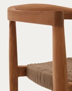 Ydalia Stackable Outdoor Chair In Solid Teak Wood With Natural Finish And Beige Rope -Quality Furniture Store J0600075JJ12 1D01