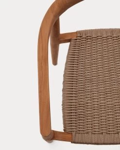 Ydalia Stackable Outdoor Chair In Solid Teak Wood With Natural Finish And Beige Rope -Quality Furniture Store J0600075JJ12 1D02