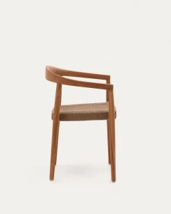 Ydalia Stackable Outdoor Chair In Solid Teak Wood With Natural Finish And Beige Rope -Quality Furniture Store J0600075JJ12 1V02