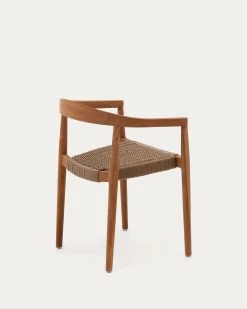 Ydalia Stackable Outdoor Chair In Solid Teak Wood With Natural Finish And Beige Rope -Quality Furniture Store J0600075JJ12 1V03