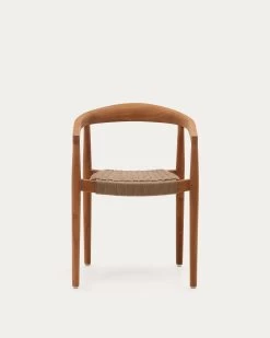 Ydalia Stackable Outdoor Chair In Solid Teak Wood With Natural Finish And Beige Rope -Quality Furniture Store J0600075JJ12 1V04
