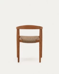 Ydalia Stackable Outdoor Chair In Solid Teak Wood With Natural Finish And Beige Rope -Quality Furniture Store J0600075JJ12 1V05