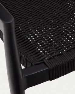 Ydalia Stackable Outdoor Chair In Solid Teak Wood With Black Finish And Black Rope | Kave Home -Quality Furniture Store J0600076JJ01 1D01