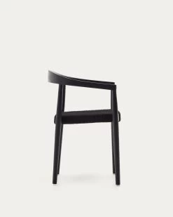Ydalia Stackable Outdoor Chair In Solid Teak Wood With Black Finish And Black Rope | Kave Home -Quality Furniture Store J0600076JJ01 1V02