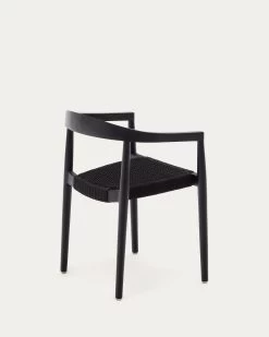 Ydalia Stackable Outdoor Chair In Solid Teak Wood With Black Finish And Black Rope | Kave Home -Quality Furniture Store J0600076JJ01 1V03